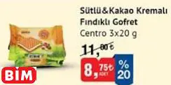 CENTRO SÜTLÜ&KAKAO KREMALI FINDIKLI GOFRET